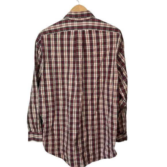 Ralph Lauren Plaid Mens BIG Shirt Medium 100% Cotton Blue Pony Preppy Academic - Picture 3 of 8